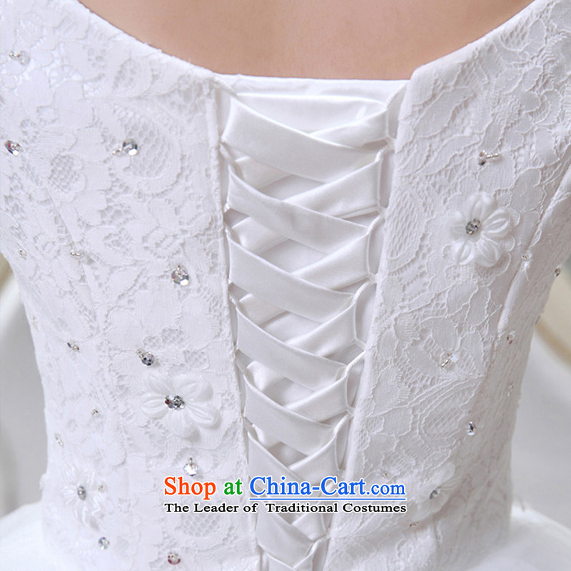 There is a long-sleeved winter bride embroidery lace V-neck a field to align the shoulder straps bride wedding White XL, is embroidered bride shopping on the Internet has been pressed.