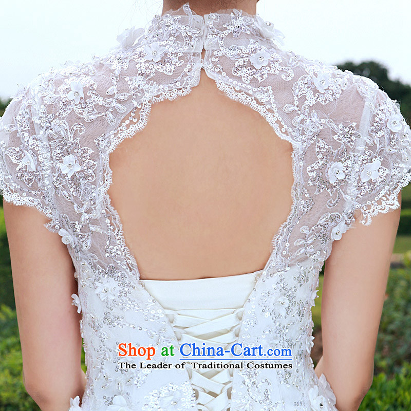 A Bride tail wedding crowsfoot lace the new Korean winter wedding A963 S, a bride shopping on the Internet has been pressed.