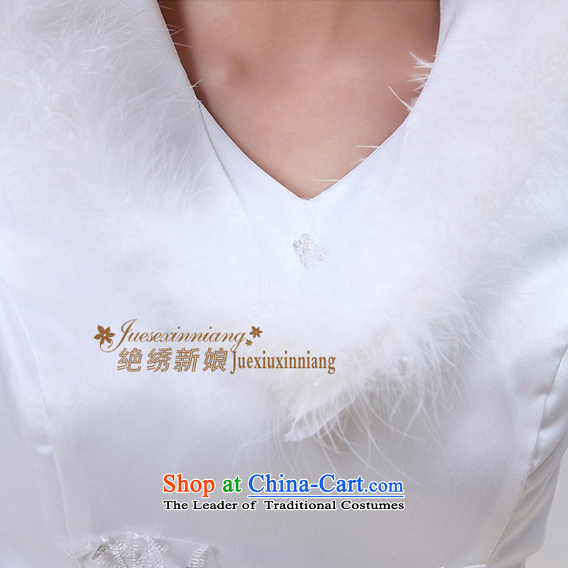 Embroidered brides is 2015 autumn and winter new stylish plush warm to align the long-sleeved cotton white wedding is embroidered bride , , , S, shopping on the Internet