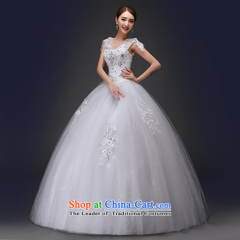 There is embroidered wedding in spring and summer 2015 new bride wedding dress a field package shoulders lace V-neck to align the Korean style wedding dress is embroidered brides XXL, white , , , shopping on the Internet