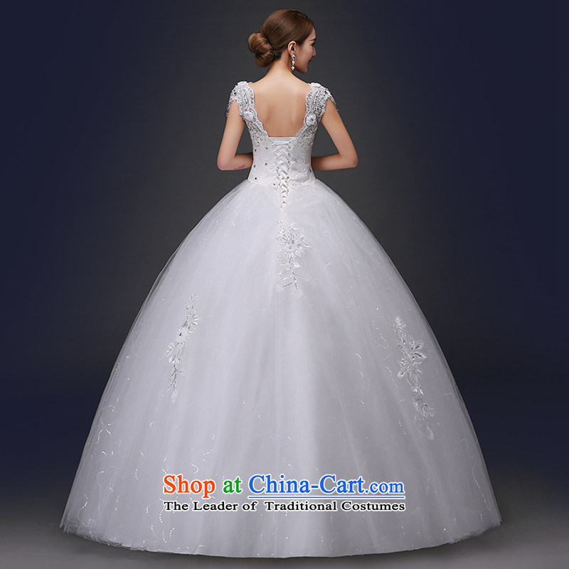There is embroidered wedding in spring and summer 2015 new bride wedding dress a field package shoulders lace V-neck to align the Korean style wedding dress is embroidered brides XXL, white , , , shopping on the Internet