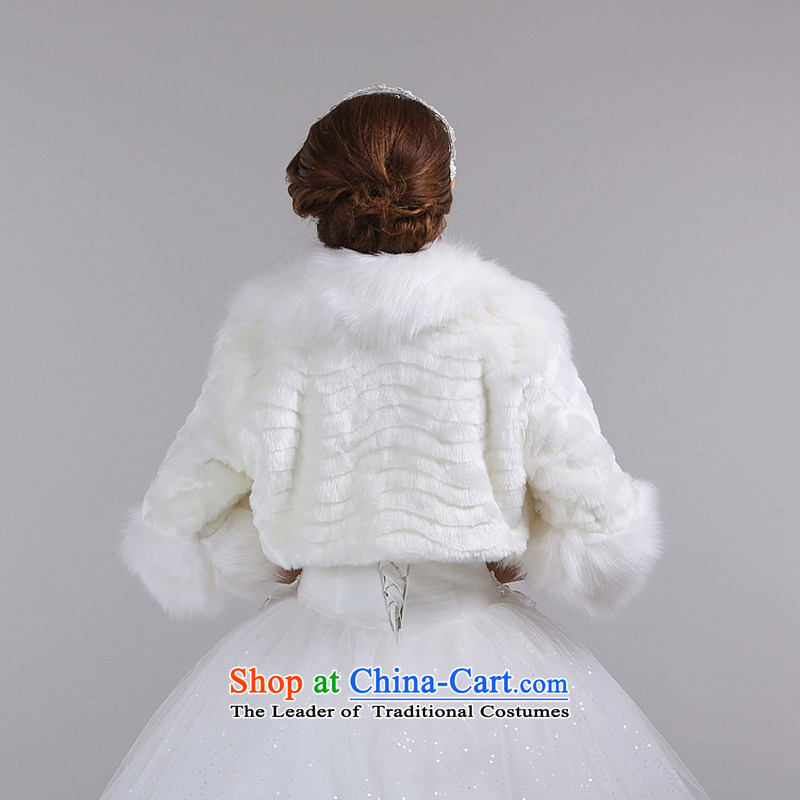 Embroidered Bride Korean is striped jacket Imitated leather fur coats grass in the rabbit wool long jacket, bridal shawl embroidered bride.... is PJ69, shopping on the Internet