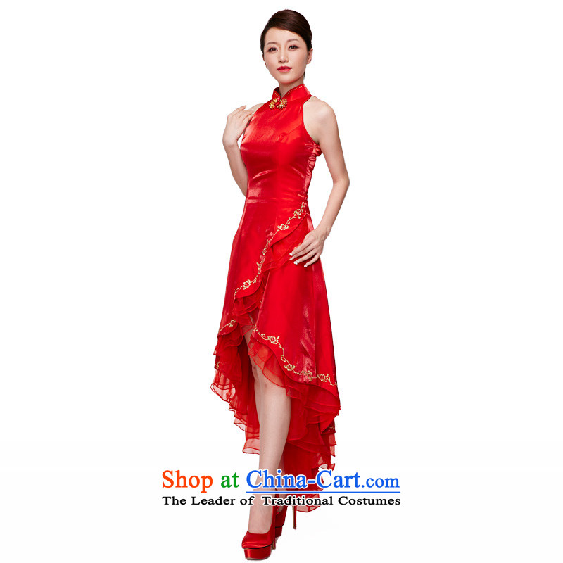 A qipao wood really spring and summer 2015 New Chinese wedding dresses elegant brides tail female 70145 long skirt 05 RED M : The True , , , shopping on the Internet