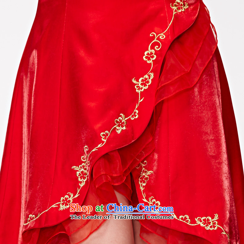 A qipao wood really spring and summer 2015 New Chinese wedding dresses elegant brides tail female 70145 long skirt 05 RED M : The True , , , shopping on the Internet