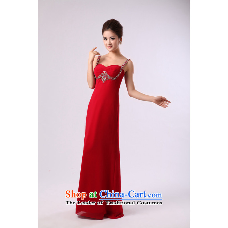 Elegant red lifting strap on-chip beads nails long large bride wedding dress bows services banquet evening dresses red , L, Charlene Choi Spirit (yanling) , , , shopping on the Internet