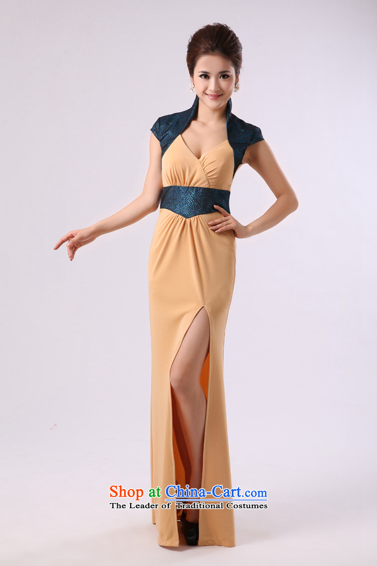 Deep V-Neck long large vertical collar temperament dress name services dance choral will serve command service picture color pictures, prices, XXL brand platters! The elections are supplied in the national character of distribution, so action, buy now enjoy more preferential! As soon as possible.