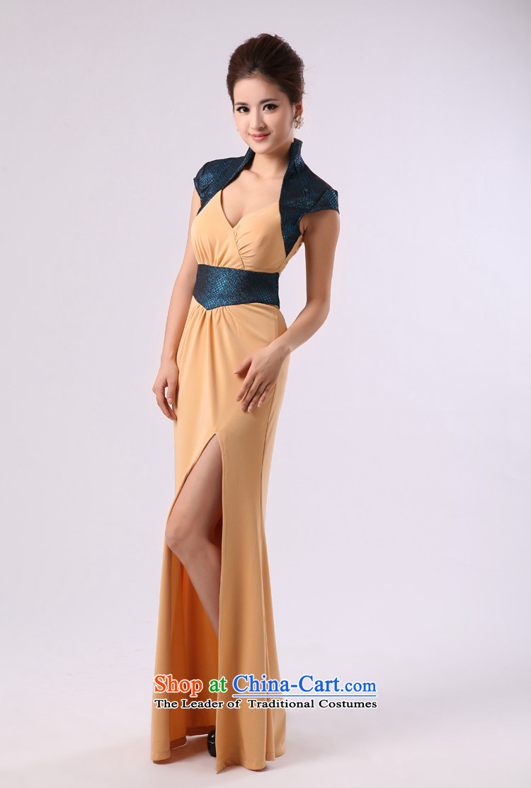 Deep V-Neck long large vertical collar temperament dress name services dance choral will serve command service picture color pictures, prices, XXL brand platters! The elections are supplied in the national character of distribution, so action, buy now enjoy more preferential! As soon as possible.