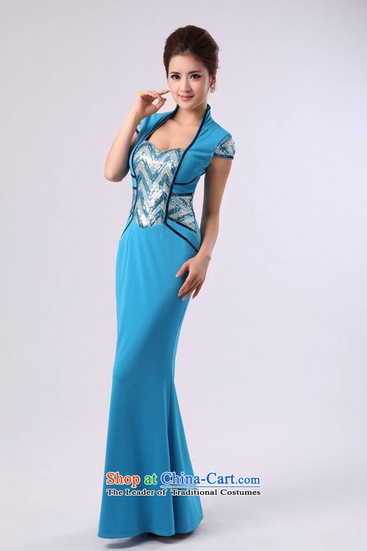Long elegant crowsfoot dress name services dance choral will serve command service blue custom image, prices, brand platters! The elections are supplied in the national character of distribution, so action, buy now enjoy more preferential! As soon as possible.