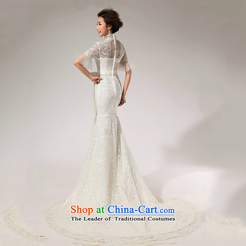 Optimize video new wedding dresses in cuff lace crowsfoot wedding small trailing shoulders video thin bride wedding XS7022 m White XL, Optimize Hong shopping on the Internet has been pressed.