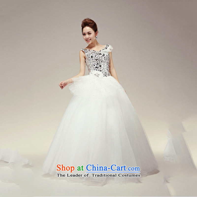 Optimize Hong-wedding dresses 2014 new sweet shoulders V-Neck wedding water drilling on the drill to align the bride wedding wedding dresses XS7167 m White M