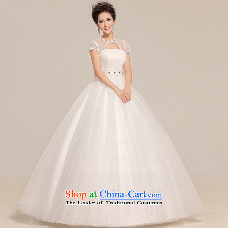 Optimize Hong-wedding dresses 2014 new Korean sweet fresh flowers package shoulder round-neck collar align bon bon skirt to bind with wedding XS7104 white L, Optimize Hong shopping on the Internet has been pressed.