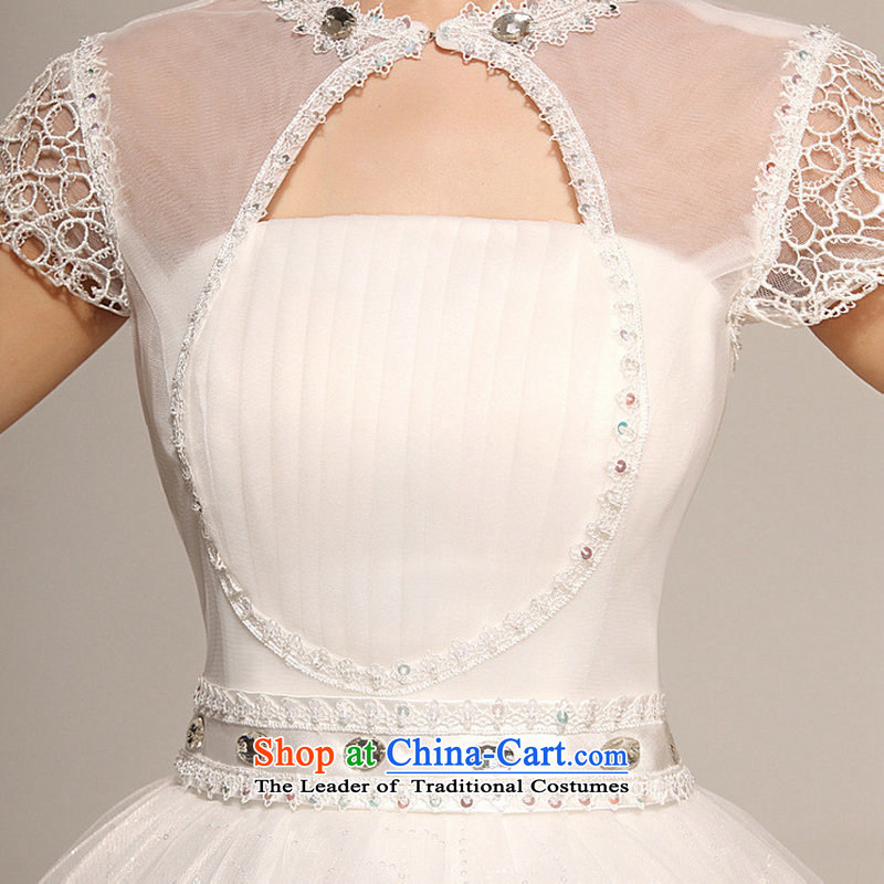 Optimize Hong-wedding dresses 2014 new Korean sweet fresh flowers package shoulder round-neck collar align bon bon skirt to bind with wedding XS7104 white L, Optimize Hong shopping on the Internet has been pressed.