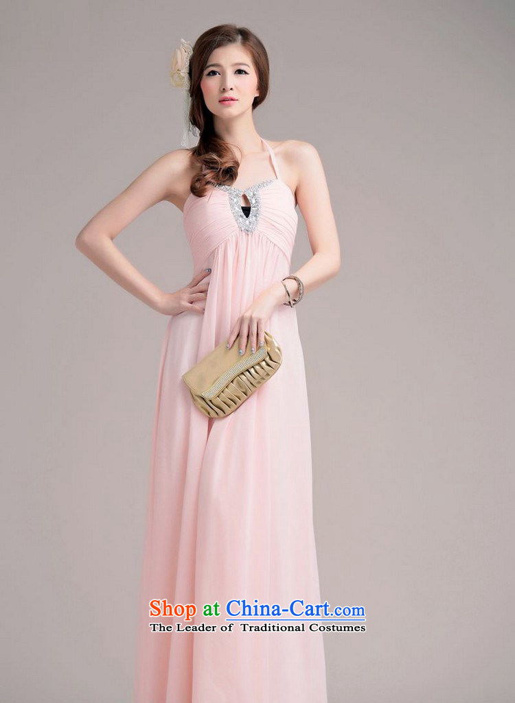 Glued to the Eiffel long marriage banquet bows chiffon evening dresses 2015 Korean moderator stage wedding nail pearl strap video thin dress skirt 4874th pink XL code picture, prices, brand platters! The elections are supplied in the national character of distribution, so action, buy now enjoy more preferential! As soon as possible.