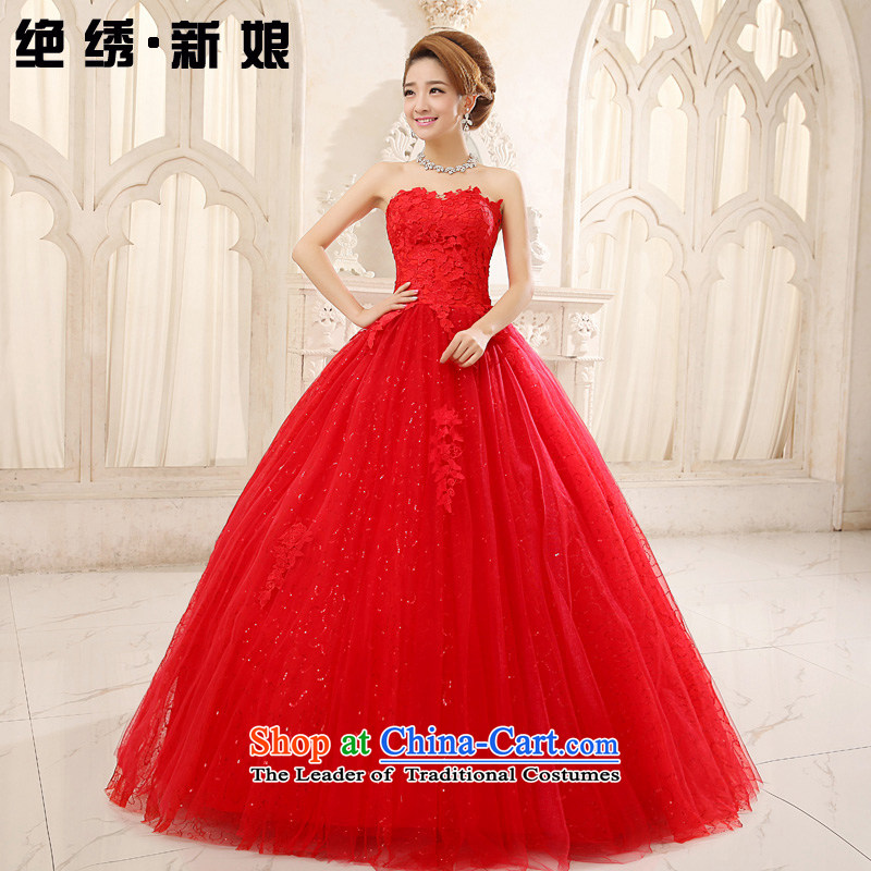 Nonew 2015 bride embroidery lace red wedding lace Princess Sau San video thin red made wedding size is not a replacement for a