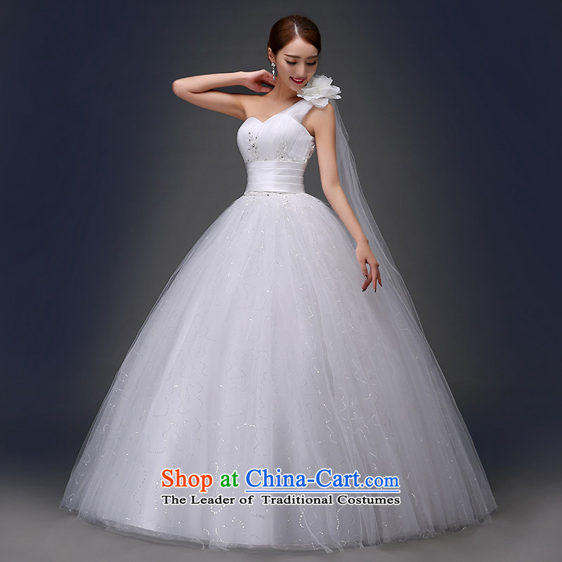 Embroidered brides is shoulder wedding dresses 2015 new Korean sweet flowers Beveled Shoulder graphics thin diamond jewelry wedding dress out bon bon yarn white made does not allow, embroidered bride shopping on the Internet has been pressed.