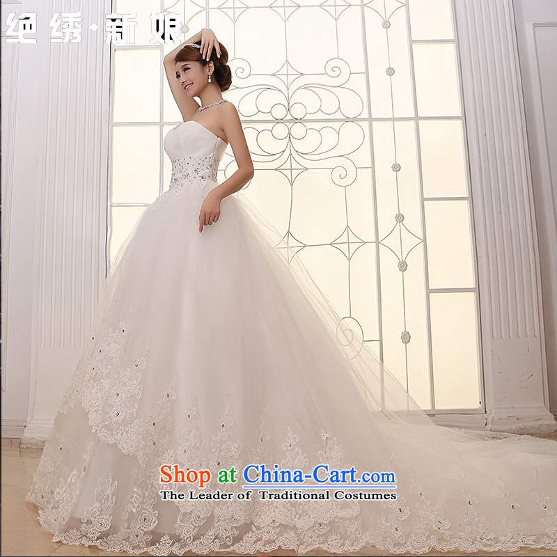 No new 2015 bride embroidery lace anointed chest Korean Princess large tail wedding wedding dress white streaks in order to do that is by no means a bride embroidered shopping on the Internet has been pressed.
