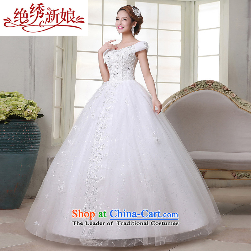 No Korean brides embroidered Winter Jackets 2015 New Princess bon bon skirt the word shoulder wedding White XL code, Suzhou embroidery brides shipment has been pressed shopping on the Internet