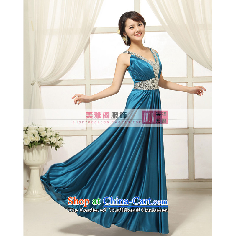2013 new bride wedding dress of fashionable long bows banquet hosted ball evening dress dark blue XL, Charlene Choi Spirit (yanling) , , , shopping on the Internet