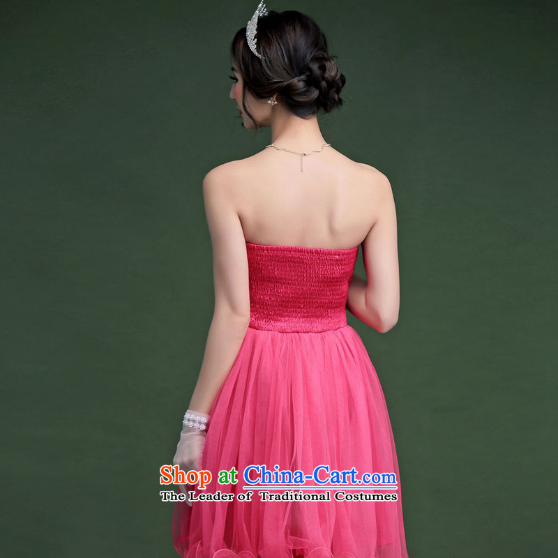 Of the glued to the Chest Foutune of Hamor wrapped chest small dress 2015 Korean new women's short of marriage banquet bride wedding bows auspices bon bon skirt 4792 Red XL, Eiffel glued to the , , , shopping on the Internet