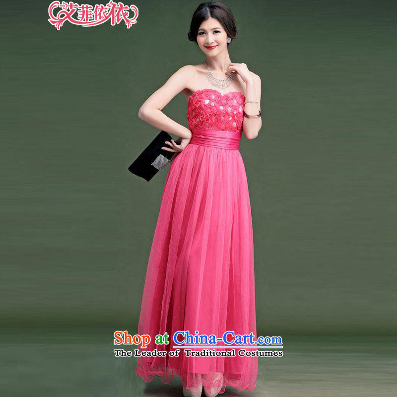 Of the glued to the long Foutune of wiping the chest bon bon dress skirt 2015 Korean brides wedding banquet marriage under the auspices of bows wrapped chest evening dresses4812 apricot XL, Eiffel glued to the , , , shopping on the Internet