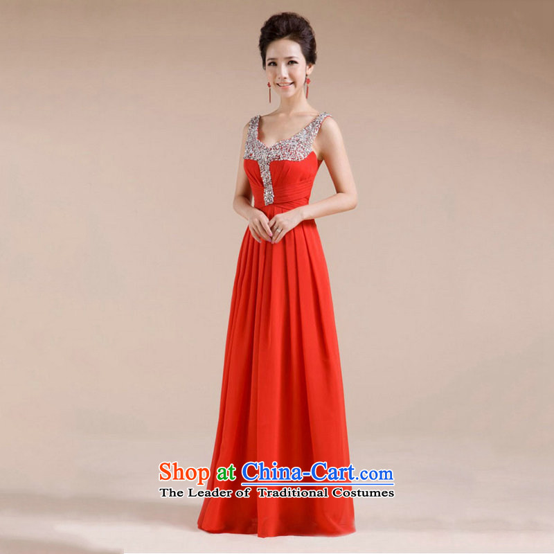 There is also a grand new optimized V-neck design manual diamond jewelry sexy beauty evening dresses XS7139 red colored silk is optimized M , , , shopping on the Internet