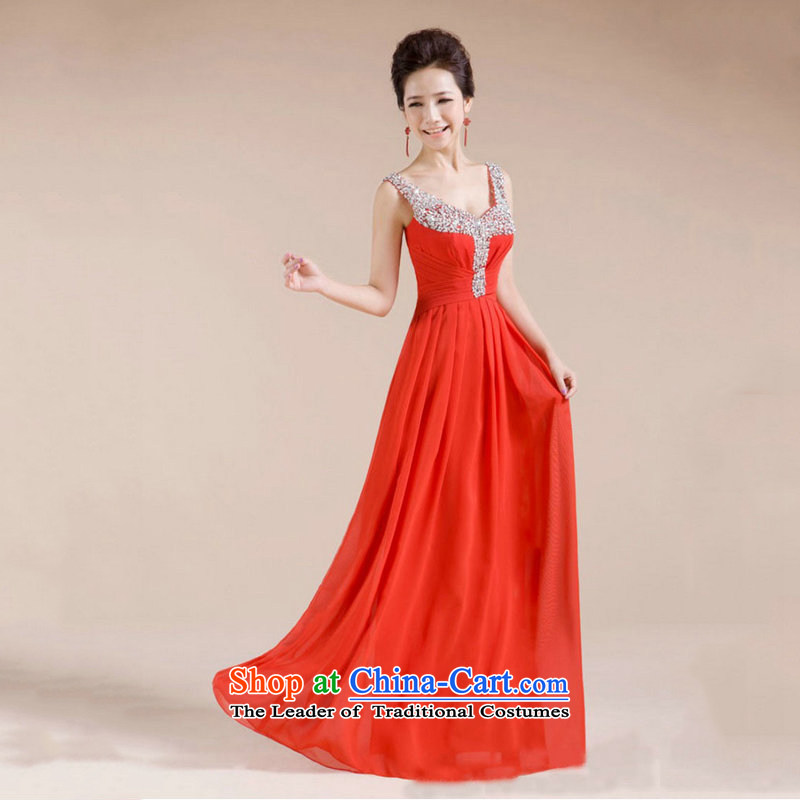 There is also a grand new optimized V-neck design manual diamond jewelry sexy beauty evening dresses XS7139 red colored silk is optimized M , , , shopping on the Internet