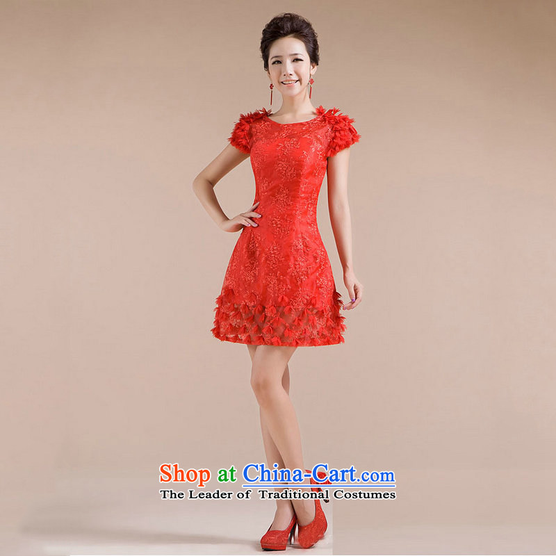 There is also a grand new optimized threw shoulders with flower embroidery and small dresses fine XS7134 red colored silk is optimized XL, , , , shopping on the Internet