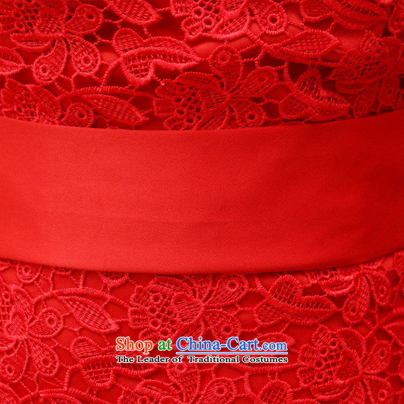 Doi m qi wedding dress shoulder red upscale lace sexy bridal dresses betrothal marriage small waist stylish short dress red Sau San XL, Demi Moor Qi , , , shopping on the Internet