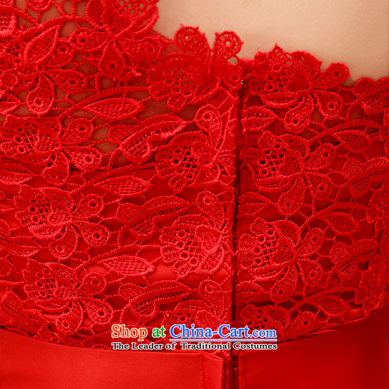 Doi m qi wedding dress shoulder red upscale lace sexy bridal dresses betrothal marriage small waist stylish short dress red Sau San XL, Demi Moor Qi , , , shopping on the Internet