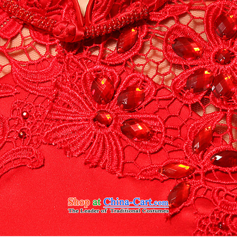 Optimize video new red QIPAO) bows service short bridal dresses XS8061 performance optimization-hong, L, red , , , shopping on the Internet