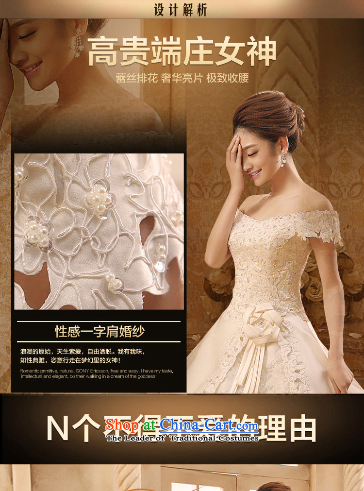Tslyzm2015 autumn and winter, Satin wedding dress marriages Korean word large pregnant women shoulders V-Neck retro champagne color damask XXL picture, prices, brand platters! The elections are supplied in the national character of distribution, so action, buy now enjoy more preferential! As soon as possible.