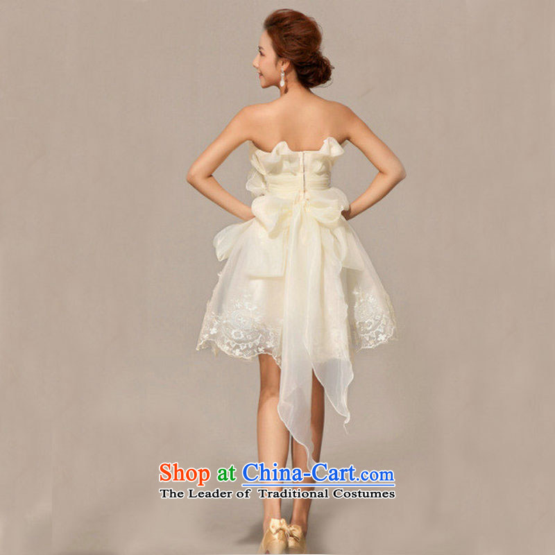 Optimize video new Korean short, wipe the chest bridesmaid dress uniform XS8040 bows champagne color M, Optimize Hong shopping on the Internet has been pressed.