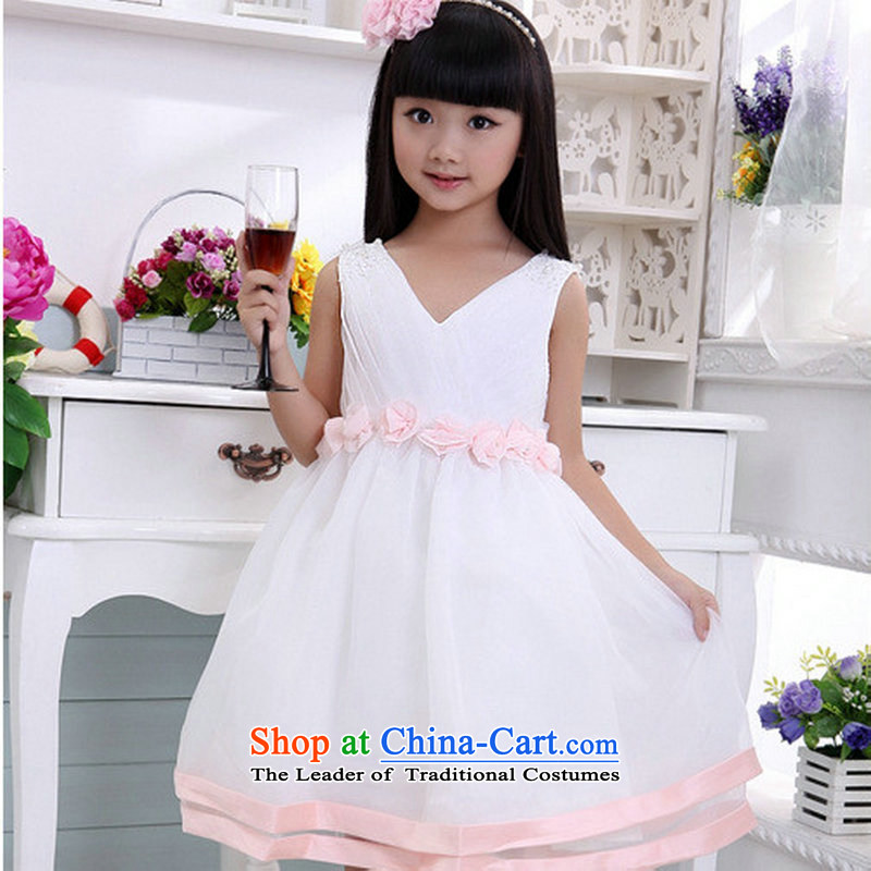 Optimize the new Children Hong-wedding dresses children performances will replace XS8047 birthday White8