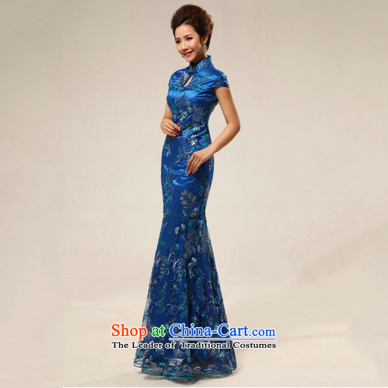 Optimize video etiquette new hospitality extended by 2015, bows to the bride qipao skirt with blue XL, Optimize Philip XS8038 shopping on the Internet has been pressed.