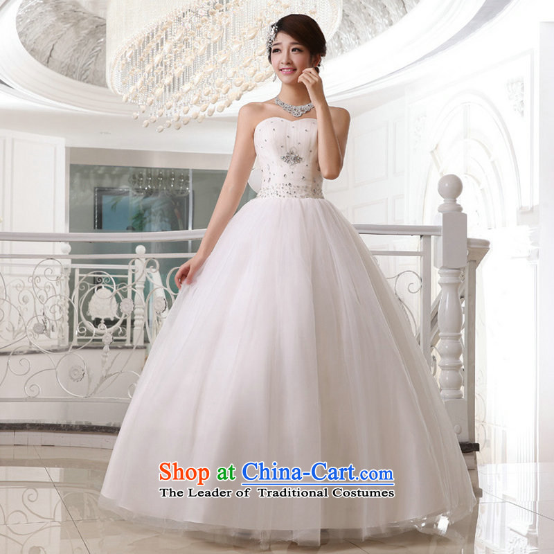 Taiwan's 2014 Korean style wedding dresses bride anointed chest straps flash wedding XS19177 WhiteM