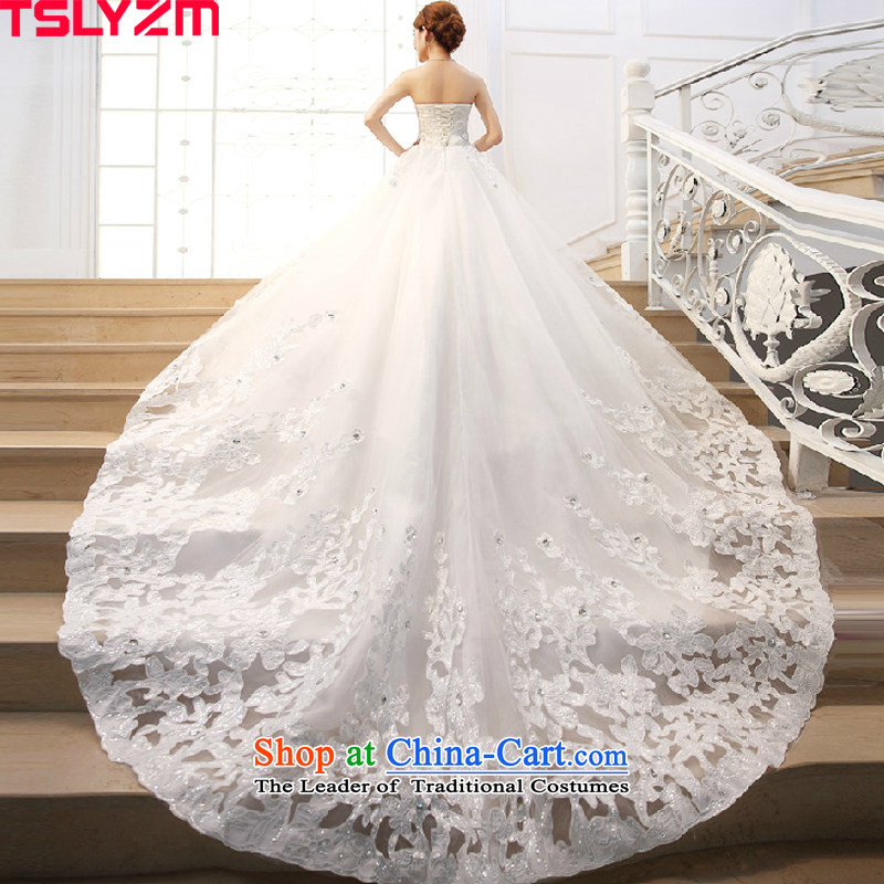 Tail-long tail wedding dresses new 2015 autumn and winter video thin bride anointed chest diamond jewelry white m,tslyzm,,, luxury shopping on the Internet