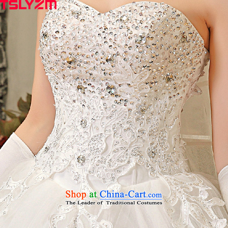 Tail-long tail wedding dresses new 2015 autumn and winter video thin bride anointed chest diamond jewelry white m,tslyzm,,, luxury shopping on the Internet