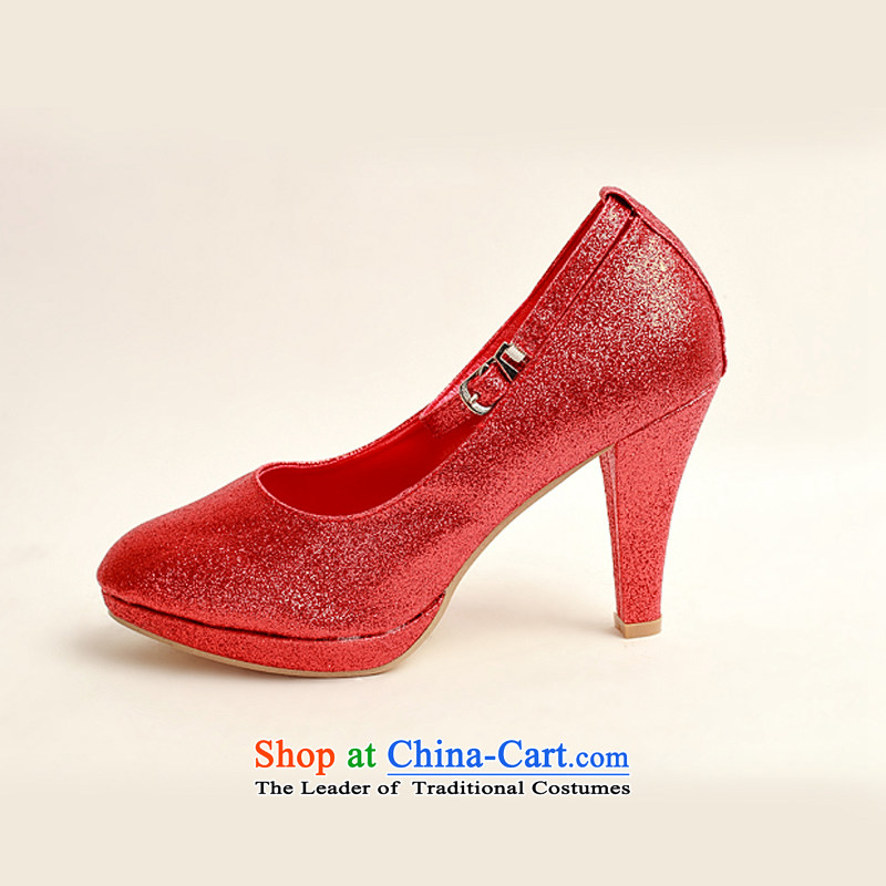 Doi m qi marriage shoes winter red high-single shoe 2014 new women's red high heels with fine  DXZ10022 red 37, Demi Moor Qi , , , shopping on the Internet
