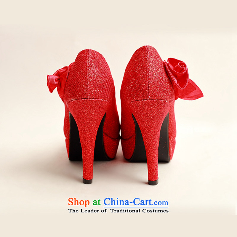 Doi m qi new wedding dresses shoes sweet marriage shoes shoes bride shoes banquet waterproof desktop high-heel shoes womens single red red 35 Demi Moor Qi , , , shopping on the Internet