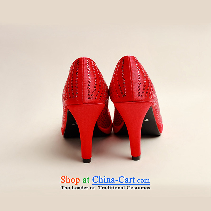 Doi m Qi Korean high-heel shoes large Code Red marriage marriage shoes bride shoes 2014 new women's shoe DXZ10030 single red 35 Demi Moor Qi , , , shopping on the Internet