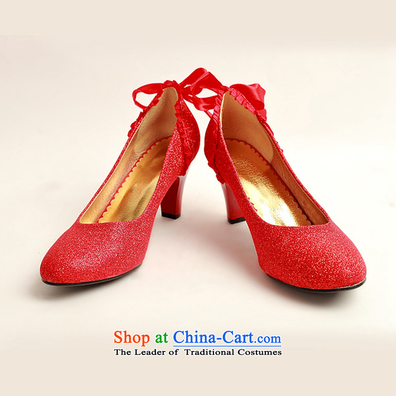 Baby bride marriages behind twine bow knot red shoes, low marriage root, simple, elegant engraving wild DXZ1005 red red 35, darling Bride (BABY BPIDEB) , , , shopping on the Internet
