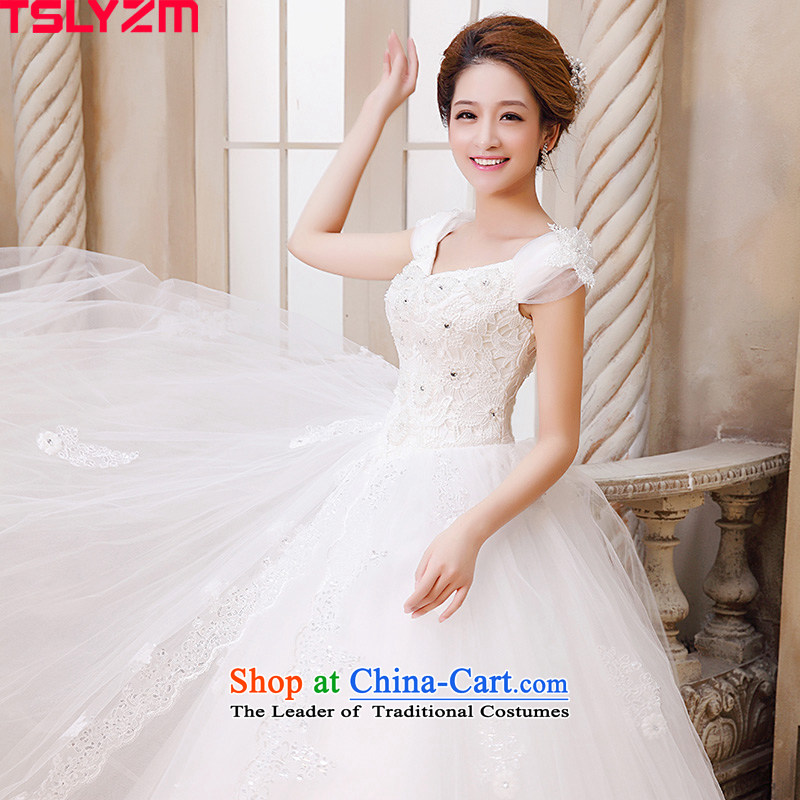 Tslyzm2015 new autumn and winter Korean word shoulder sweet flowers to align the large number of Princess Margaret thick wedding dresses mm beaded shoulders pregnant women wedding white xs,tslyzm,,, shopping on the Internet