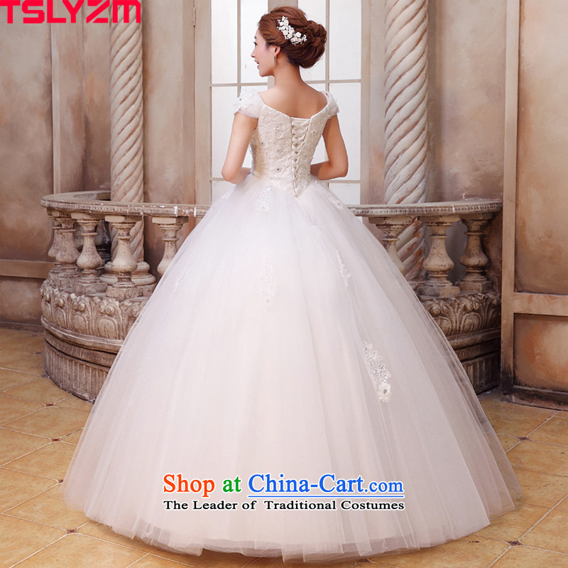 Tslyzm2015 new autumn and winter Korean word shoulder sweet flowers to align the large number of Princess Margaret thick wedding dresses mm beaded shoulders pregnant women wedding white xs,tslyzm,,, shopping on the Internet