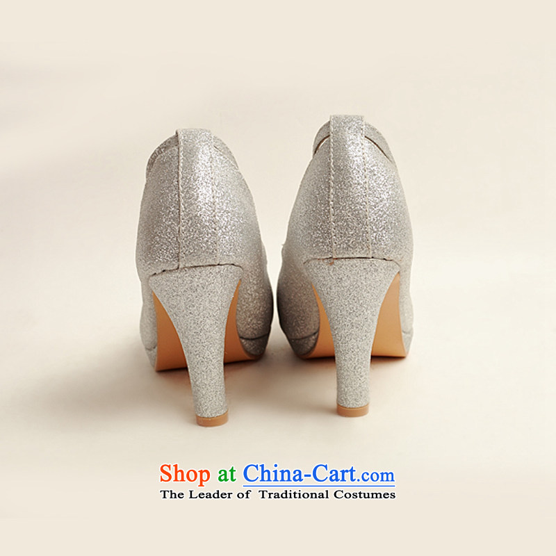 Baby bride marriage the the high-heel shoes winter silver single shoe 2014 new women's silver high heels with fine Silver Silver 38 38, DXZ10021 Bo (BABY BPIDEB bride) , , , shopping on the Internet