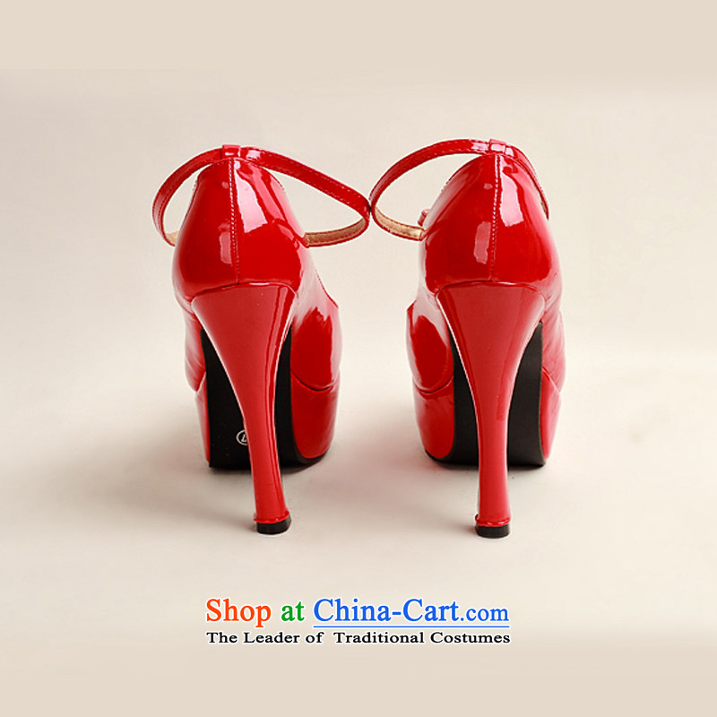 The 2014 womens single new varnished leather shoes, smooth sparkling, luxury waterproof shoes marriage bride desktop red shoes, round head high heels red red 36, darling Bride (BABY BPIDEB) , , , shopping on the Internet