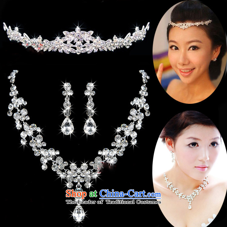 Embroidered bride water drilling is accessories kit bride jewelry Korean style wedding crown necklace earrings three piece necklaces, earrings Ear Clip Suzhou shipment picture, prices, brand platters! The elections are supplied in the national character of distribution, so action, buy now enjoy more preferential! As soon as possible.
