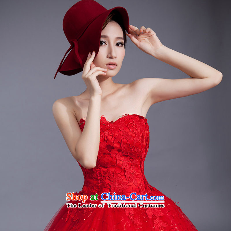 Doi m qi red wedding dresses lace new stylish bride Korean 2014 align to Sau San larger straps retro graphics thin red XXL, Demi Moor Qi , , , shopping on the Internet