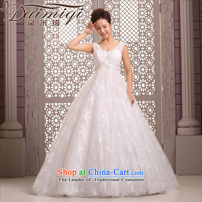 Doi m qi wedding dresses new 2014 Korean marriages shoulders to align the diamond wedding dresses winter WhiteXXL Pregnant Women