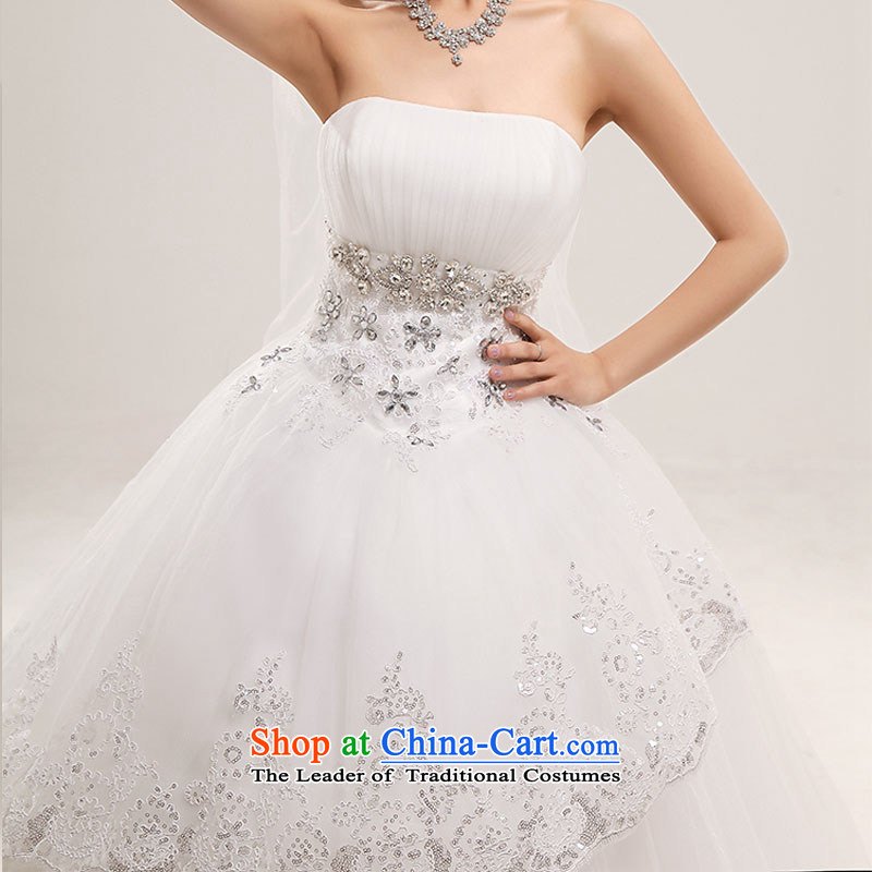 Doi m qi wedding dresses 2014 new lace Korean sweet Princess Mary Magdalene chest diamond alignment marry wedding White M Demi Moor Qi , , , shopping on the Internet