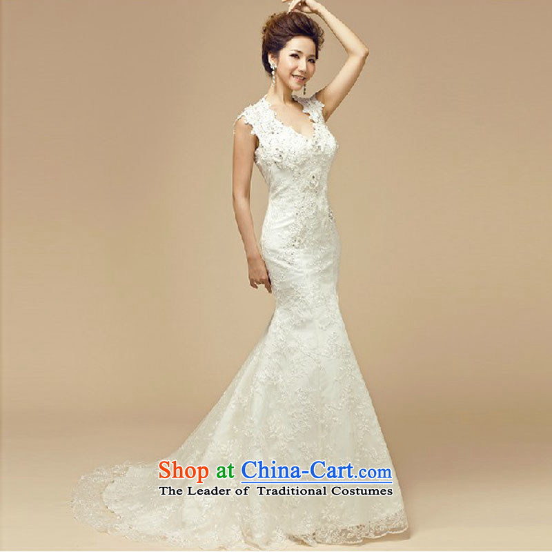 Doi m qi wedding dresses new 2014 Winter Korean marriages white package shoulder Diamond Video thin trailing white wedding , L, M Qi , , , diana shopping on the Internet